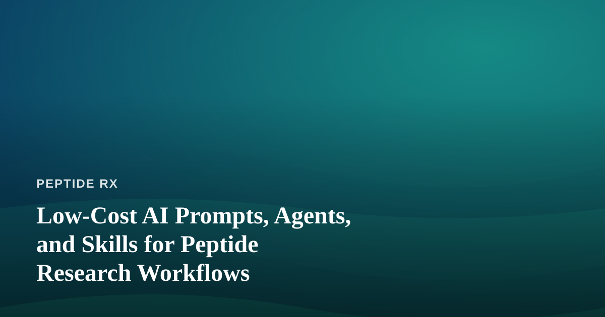 Low-Cost AI Prompts, Agents, and Skills for Peptide Research Workflows