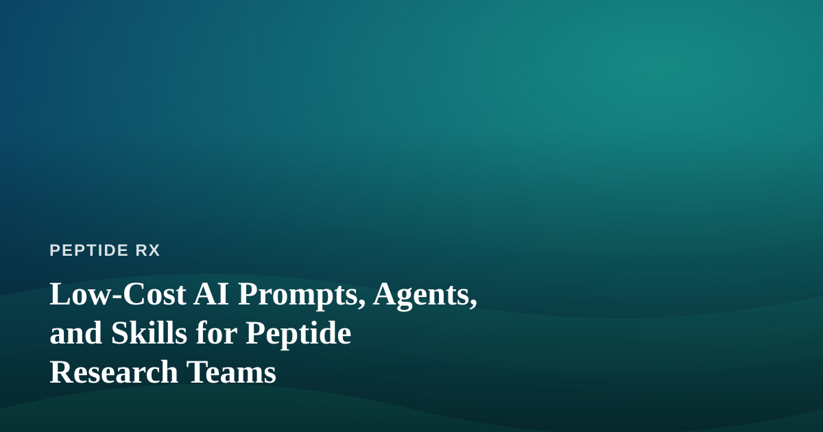 Low-Cost AI Prompts, Agents, and Skills for Peptide Research Teams