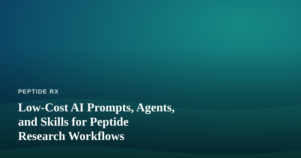 Low-Cost AI Prompts, Agents, and Skills for Peptide Research Workflows